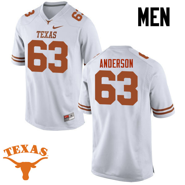 Men #63 Alex Anderson Texas Longhorns College Football Jerseys-White